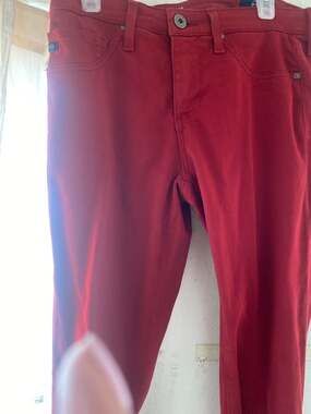 AG Adriano Goldschmied Red Farrah Skinny Jeans